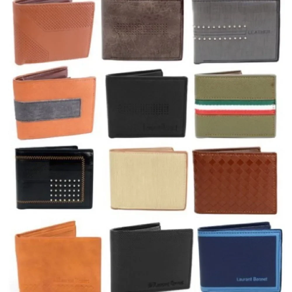 Men’s Bi-Fold Faux Leather Wallet- Diamond Plaque Pattern